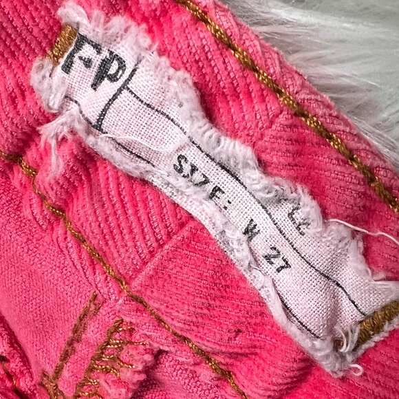VNTG ✵☽Free People☾✵ Low Rise Pink Corduroy Straight Leg Pants | 27 · Small · 4 - Picture 4 of 14